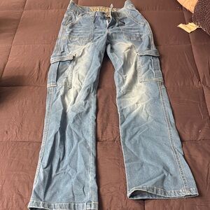 Blue Denim Cargo Jeans